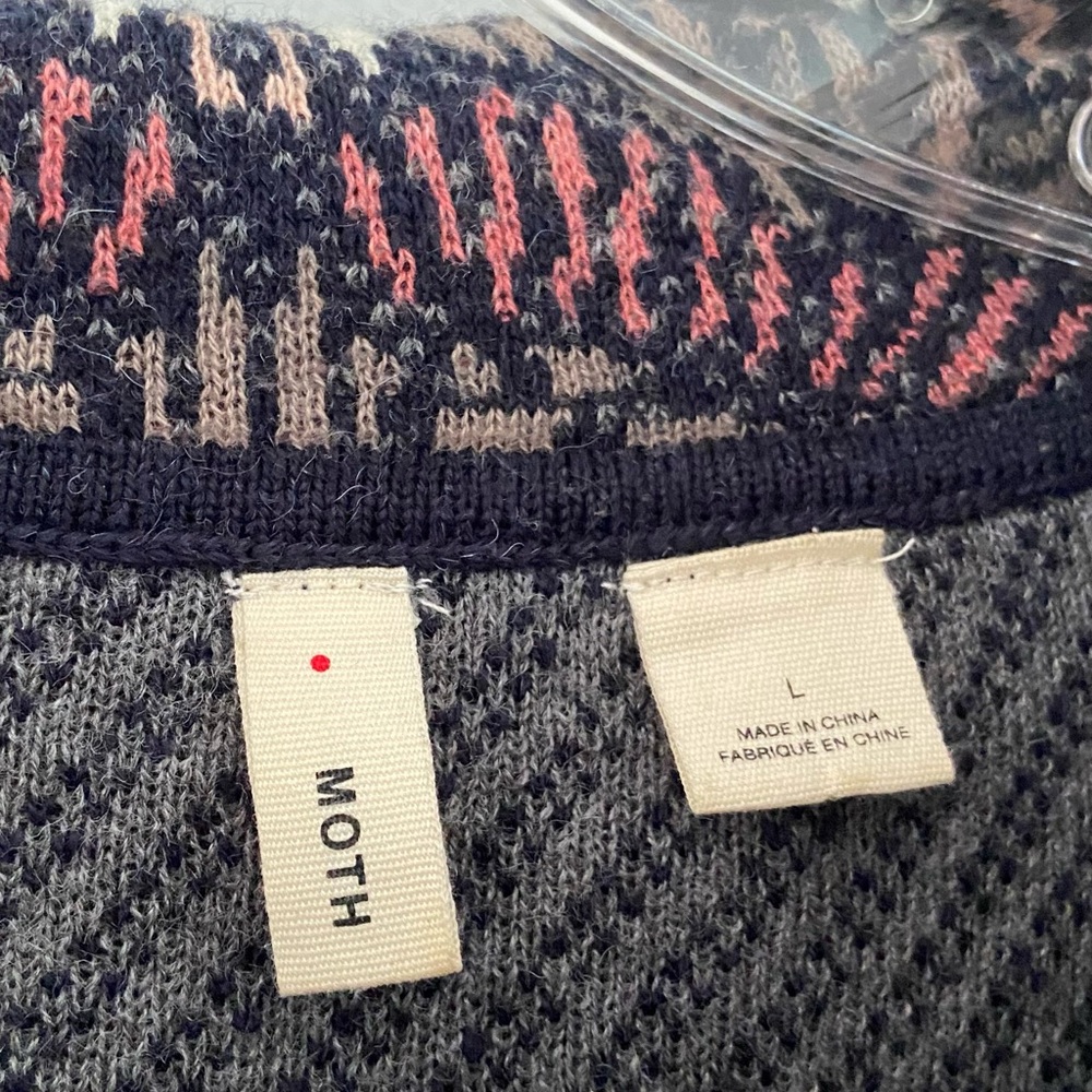 Anthropologie Moth Sz L Imperial Garden Tunic Sweater Dress Alpaca Cotton Wool - Picture 8 of 14